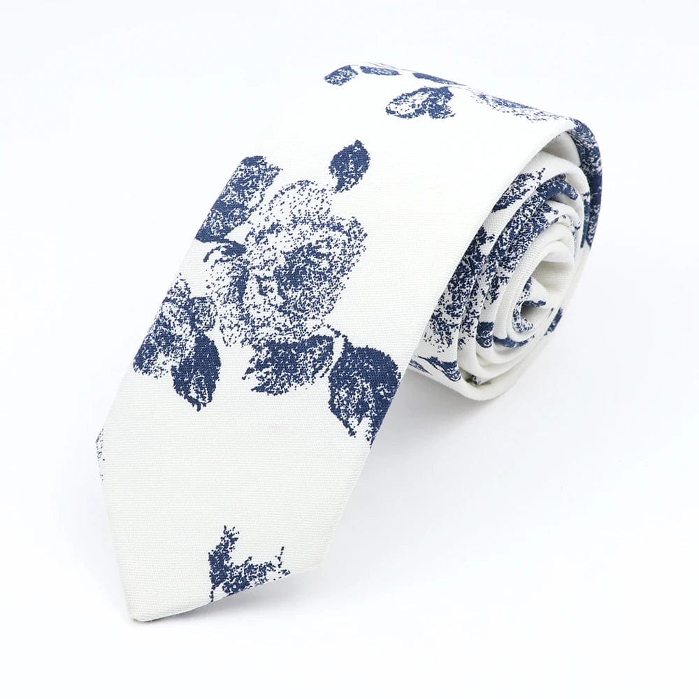 ZONFAZ Cotton Floral Ties for Men Skinny Flower Necktie 6cm Width