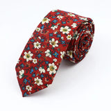 ZONFAZ Cotton Floral Ties for Men Skinny Flower Necktie 6cm Width