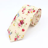 ZONFAZ Cotton Floral Ties for Men Skinny Flower Necktie 6cm Width