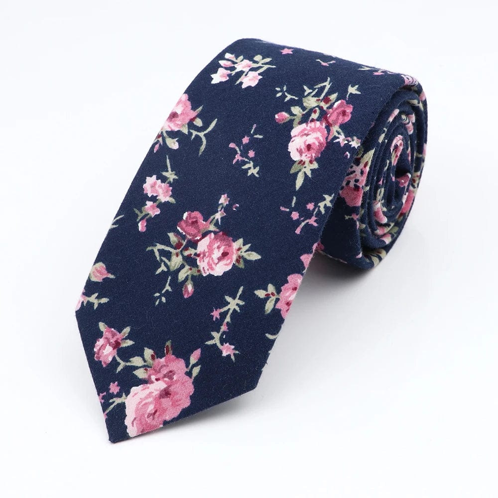 ZONFAZ Cotton Floral Ties for Men Skinny Flower Necktie 6cm Width