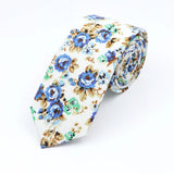 ZONFAZ Cotton Floral Ties for Men Skinny Flower Necktie 6cm Width