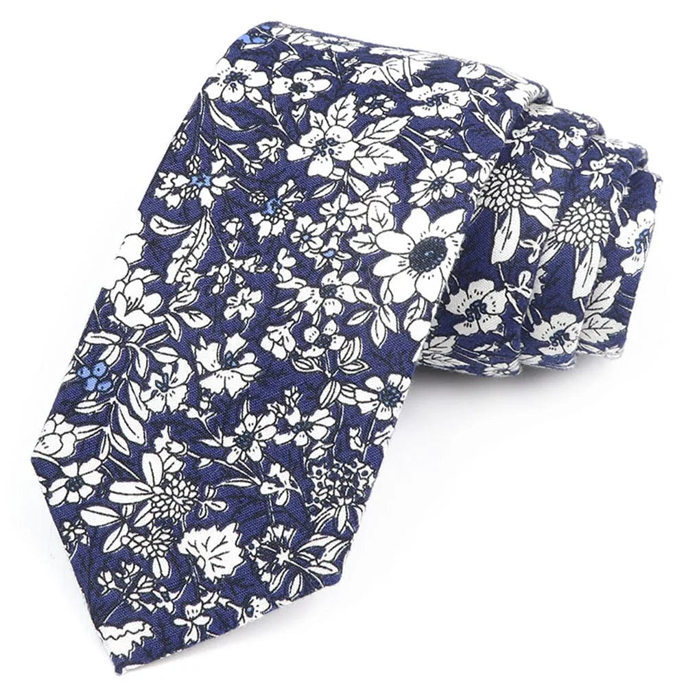 ZONFAZ Cotton Floral Ties For Men Women Elegant Flower Printed Skinny Necktie