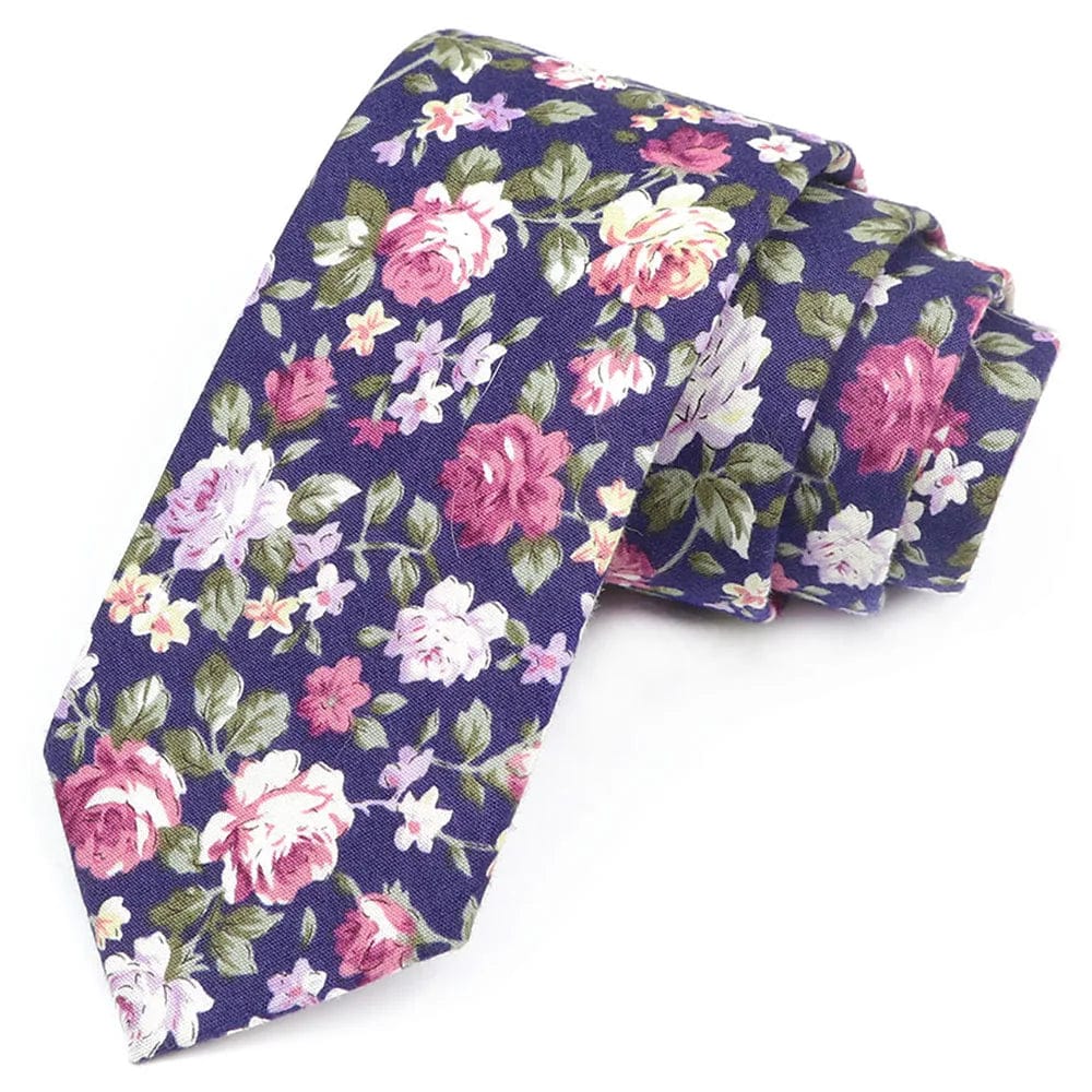 ZONFAZ Cotton Floral Ties For Men Women Elegant Flower Printed Skinny Necktie