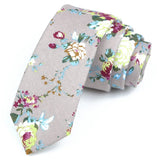 ZONFAZ Cotton Floral Ties For Men Women Elegant Flower Printed Skinny Necktie