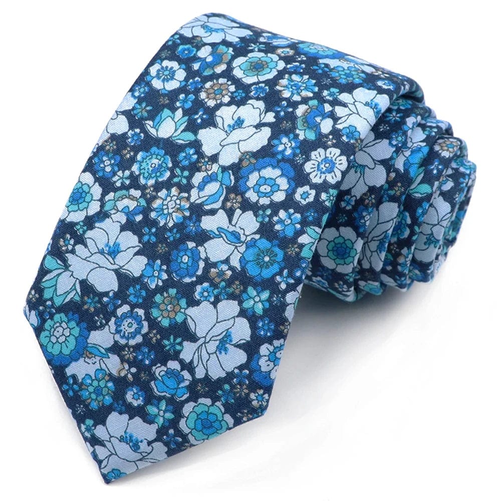 ZONFAZ Cotton Floral Ties For Men Women Elegant Flower Printed Skinny Necktie