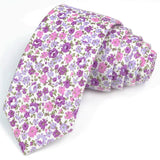 ZONFAZ Cotton Floral Ties For Men Women Elegant Flower Printed Skinny Necktie