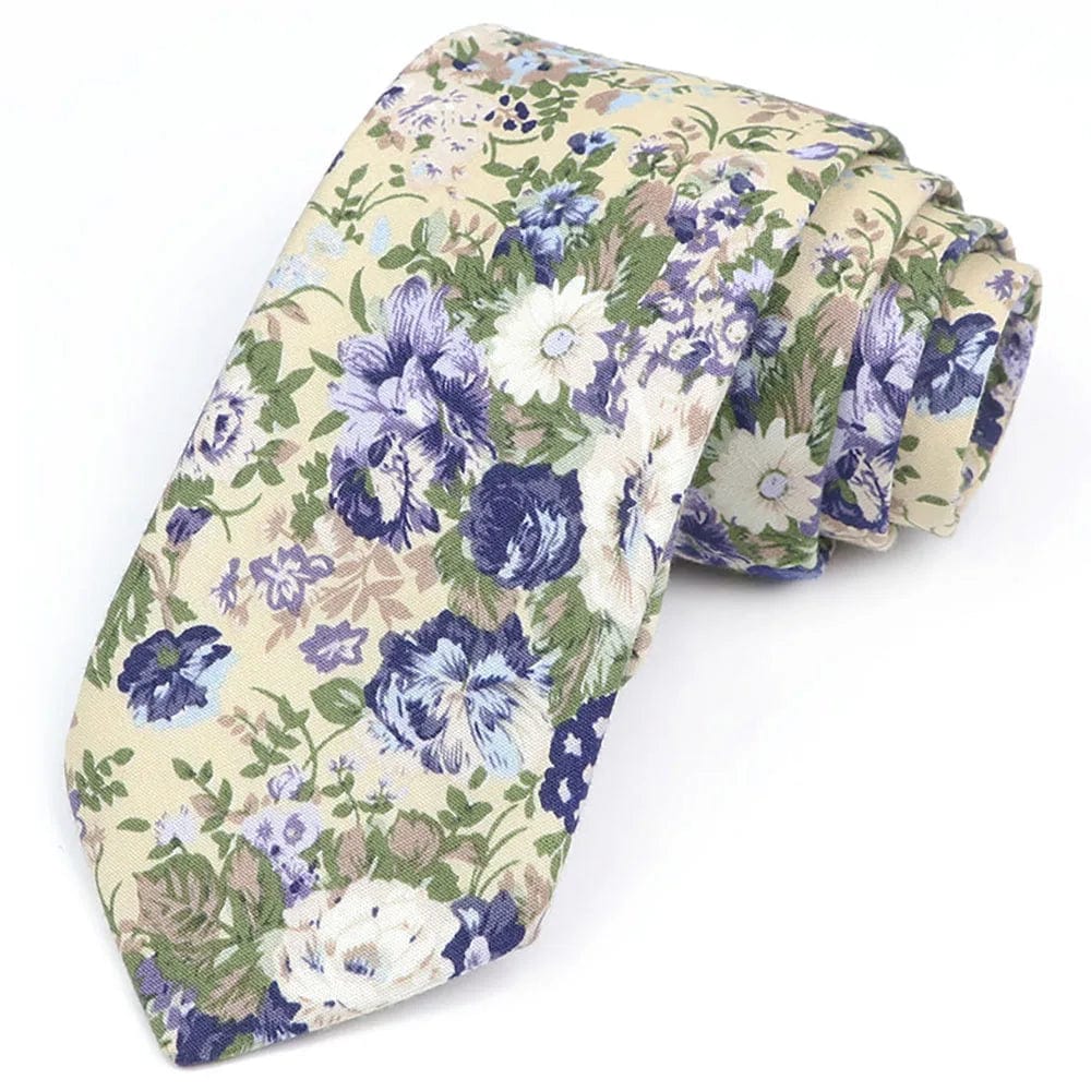 ZONFAZ Cotton Floral Ties For Men Women Elegant Flower Printed Skinny Necktie