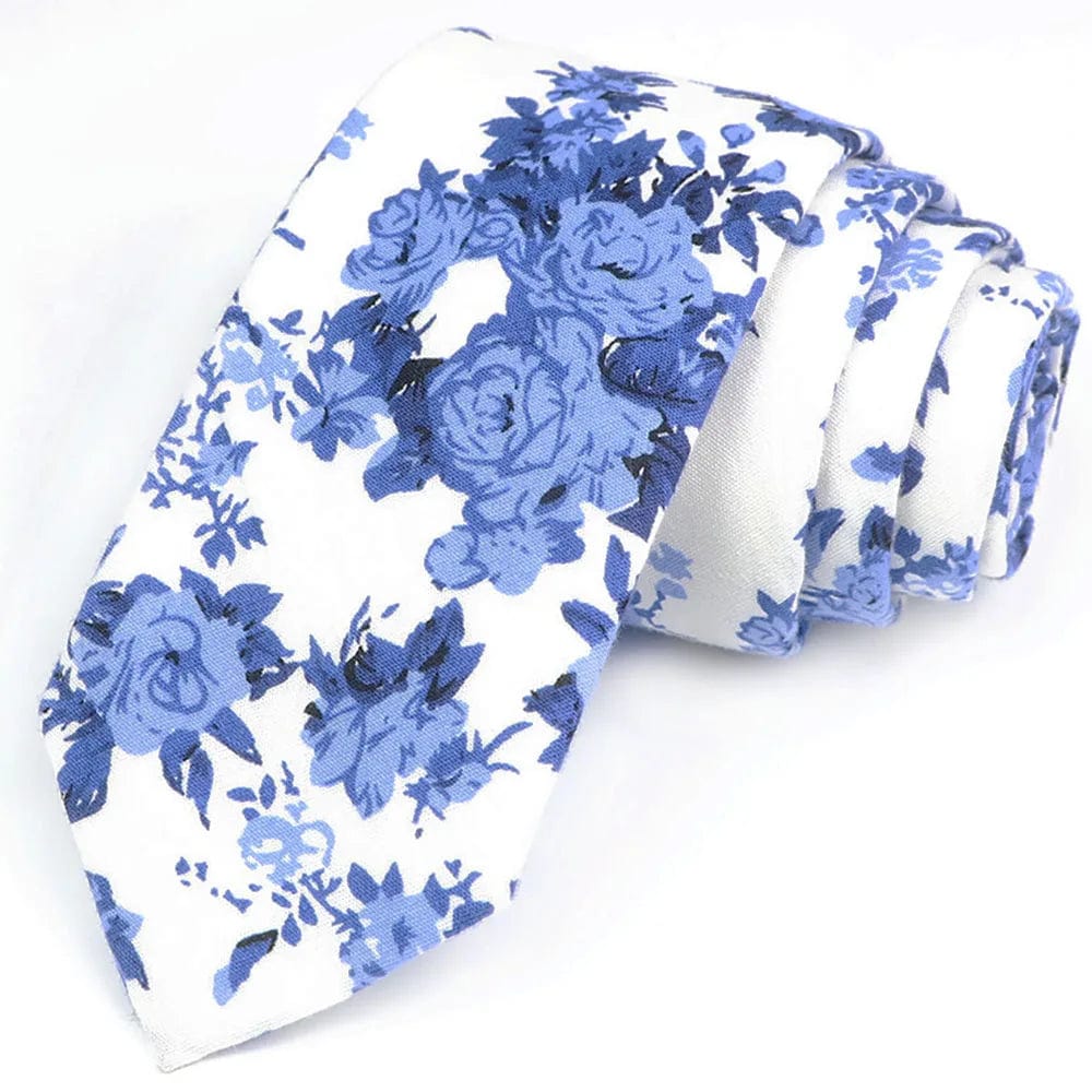 ZONFAZ Cotton Floral Ties For Men Women Elegant Flower Printed Skinny Necktie