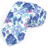 ZONFAZ Cotton Floral Ties For Men Women Elegant Flower Printed Skinny Necktie