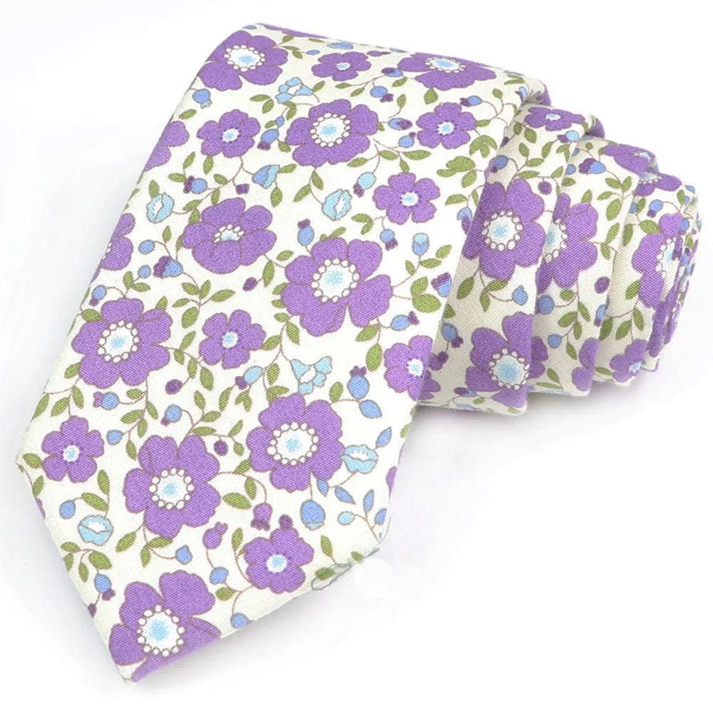 ZONFAZ Cotton Floral Ties For Men Women Elegant Flower Printed Skinny Necktie