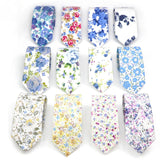 ZONFAZ Cotton Floral Ties For Men Women Elegant Flower Printed Skinny Necktie