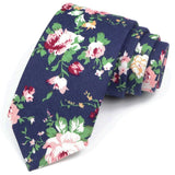 ZONFAZ Cotton Floral Ties For Men Women Elegant Flower Printed Skinny Necktie