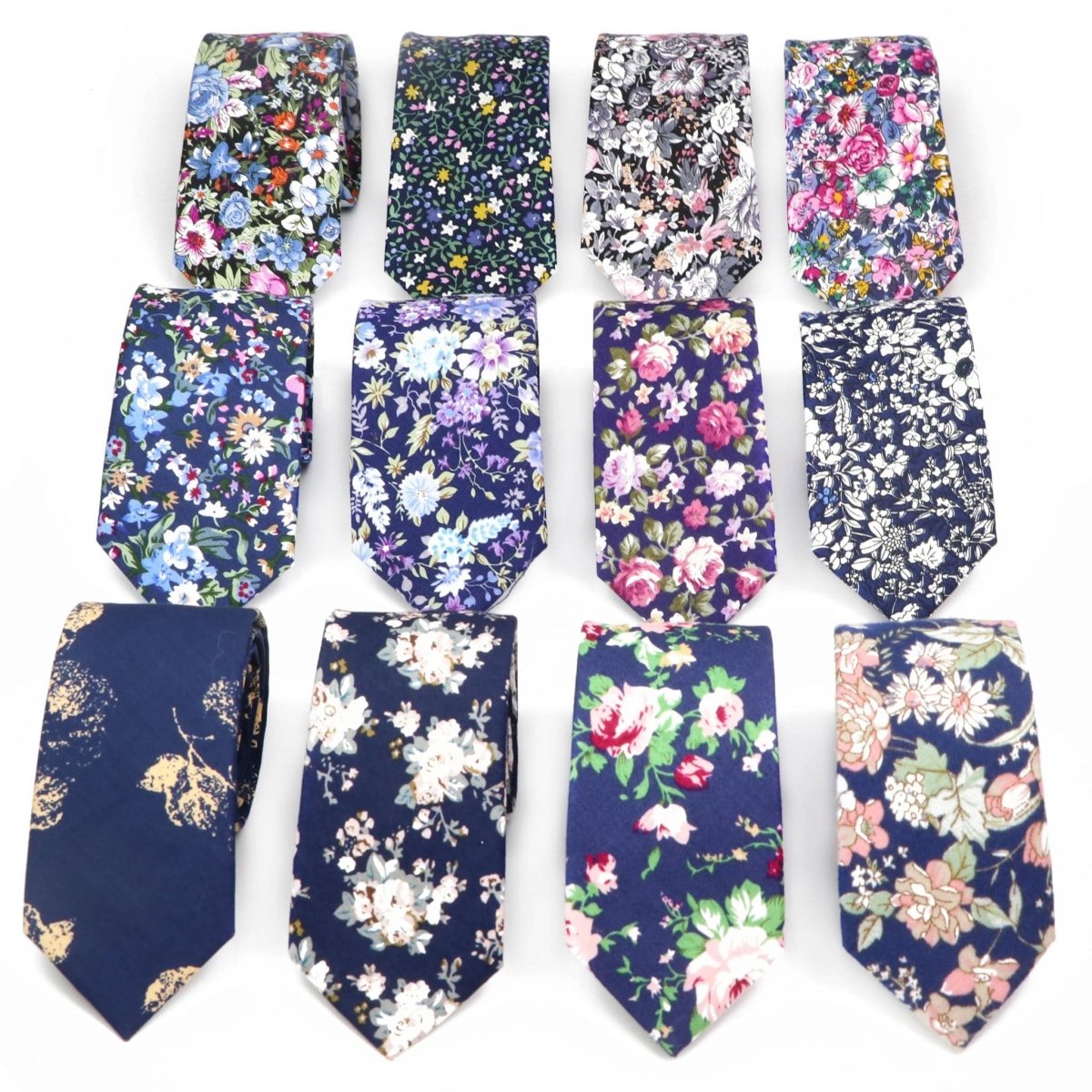 ZONFAZ Cotton Floral Ties For Men Women Elegant Flower Printed Skinny Necktie