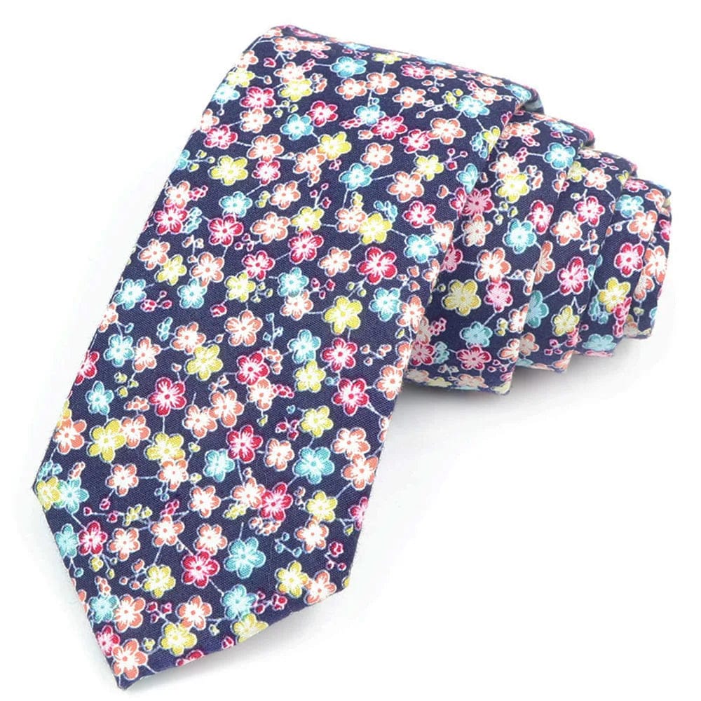 ZONFAZ Cotton Floral Ties For Men Women Elegant Flower Printed Skinny Necktie