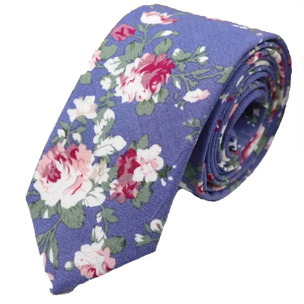 ZONFAZ Cotton Floral Ties For Men Women Elegant Flower Printed Skinny Necktie