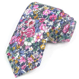 ZONFAZ Cotton Floral Ties For Men Women Elegant Flower Printed Skinny Necktie