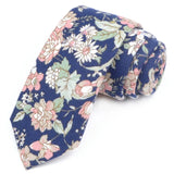 ZONFAZ Cotton Floral Ties For Men Women Elegant Flower Printed Skinny Necktie