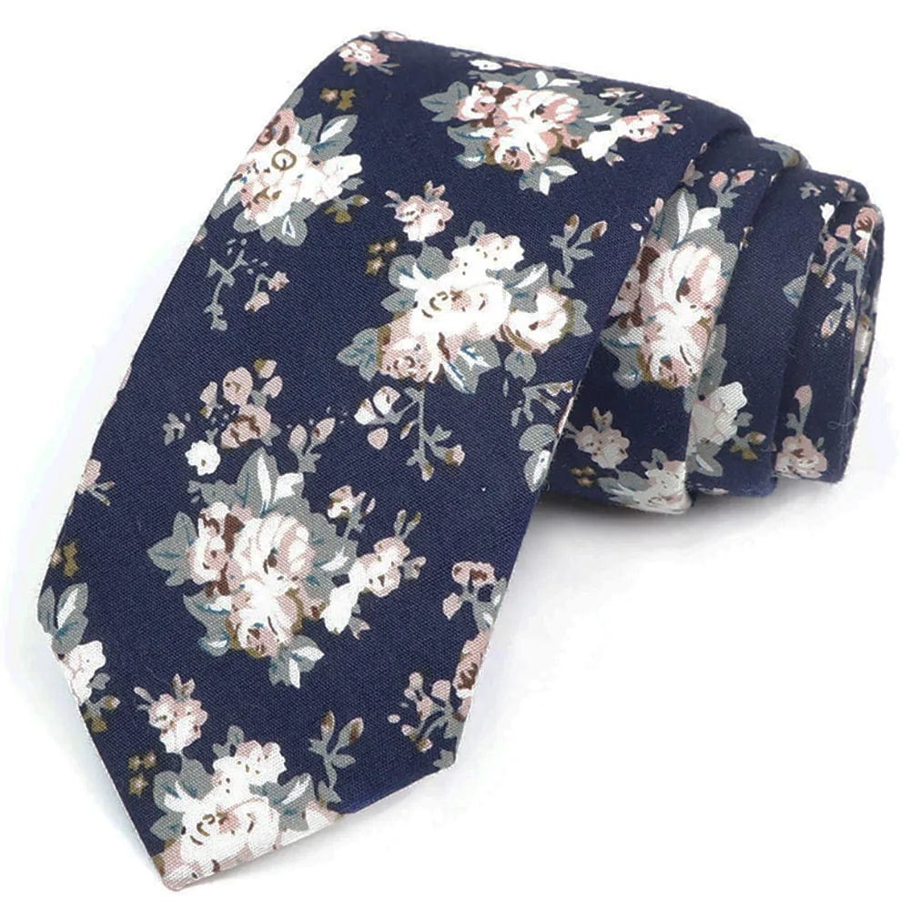 ZONFAZ Cotton Floral Ties For Men Women Elegant Flower Printed Skinny Necktie