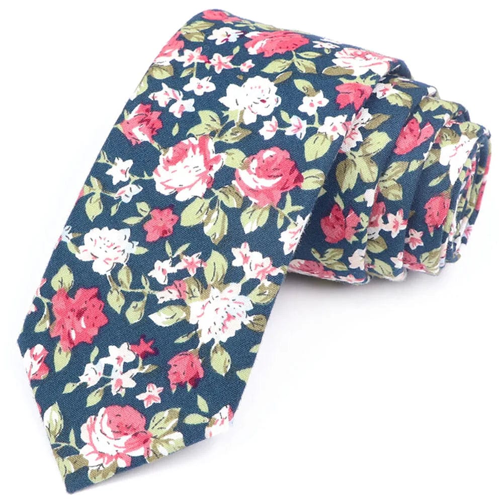 ZONFAZ Cotton Floral Ties For Men Women Elegant Flower Printed Skinny Necktie