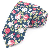 ZONFAZ Cotton Floral Ties For Men Women Elegant Flower Printed Skinny Necktie