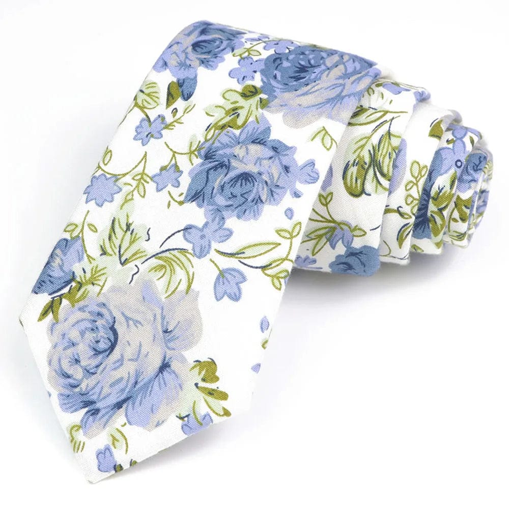 ZONFAZ Cotton Floral Ties For Men Women Elegant Flower Printed Skinny Necktie