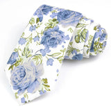 ZONFAZ Cotton Floral Ties For Men Women Elegant Flower Printed Skinny Necktie