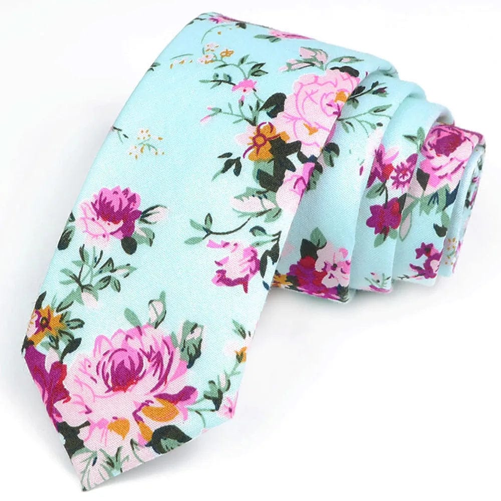 ZONFAZ Cotton Floral Ties For Men Women Elegant Flower Printed Skinny Necktie