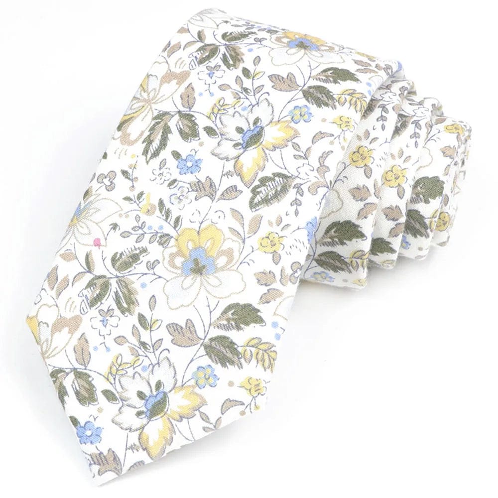 ZONFAZ Cotton Floral Ties For Men Women Elegant Flower Printed Skinny Necktie