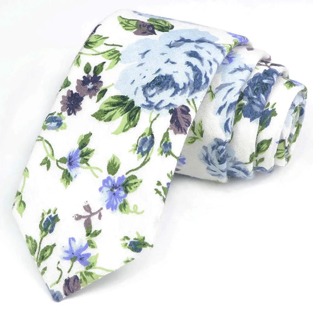 ZONFAZ Cotton Floral Ties For Men Women Elegant Flower Printed Skinny Necktie