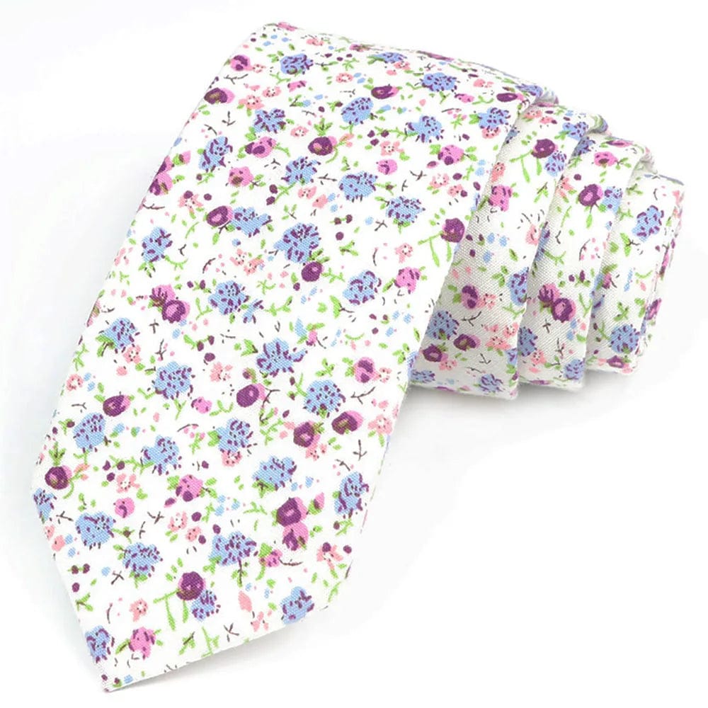 ZONFAZ Cotton Floral Ties For Men Women Elegant Flower Printed Skinny Necktie