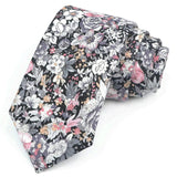 ZONFAZ Cotton Floral Ties For Men Women Elegant Flower Printed Skinny Necktie