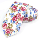 ZONFAZ Cotton Floral Ties For Men Women Elegant Flower Printed Skinny Necktie