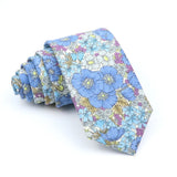 ZONFAZ Cotton Floral Ties For Men Women Skinny Flower Necktie