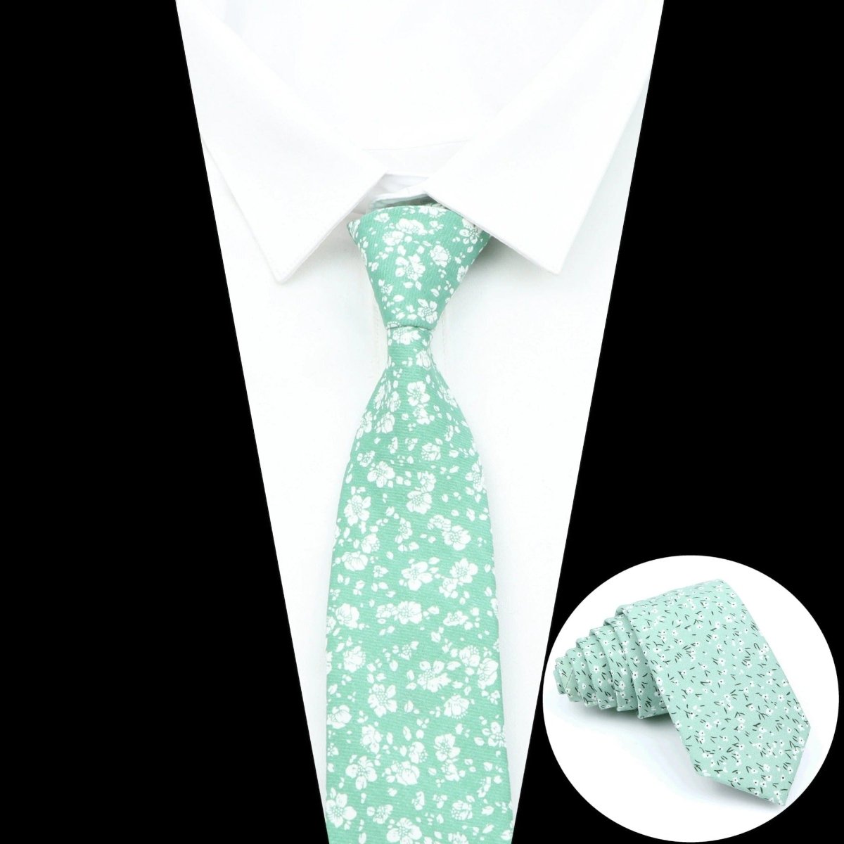 ZONFAZ Cotton Floral Ties For Men Women Skinny Flower Necktie