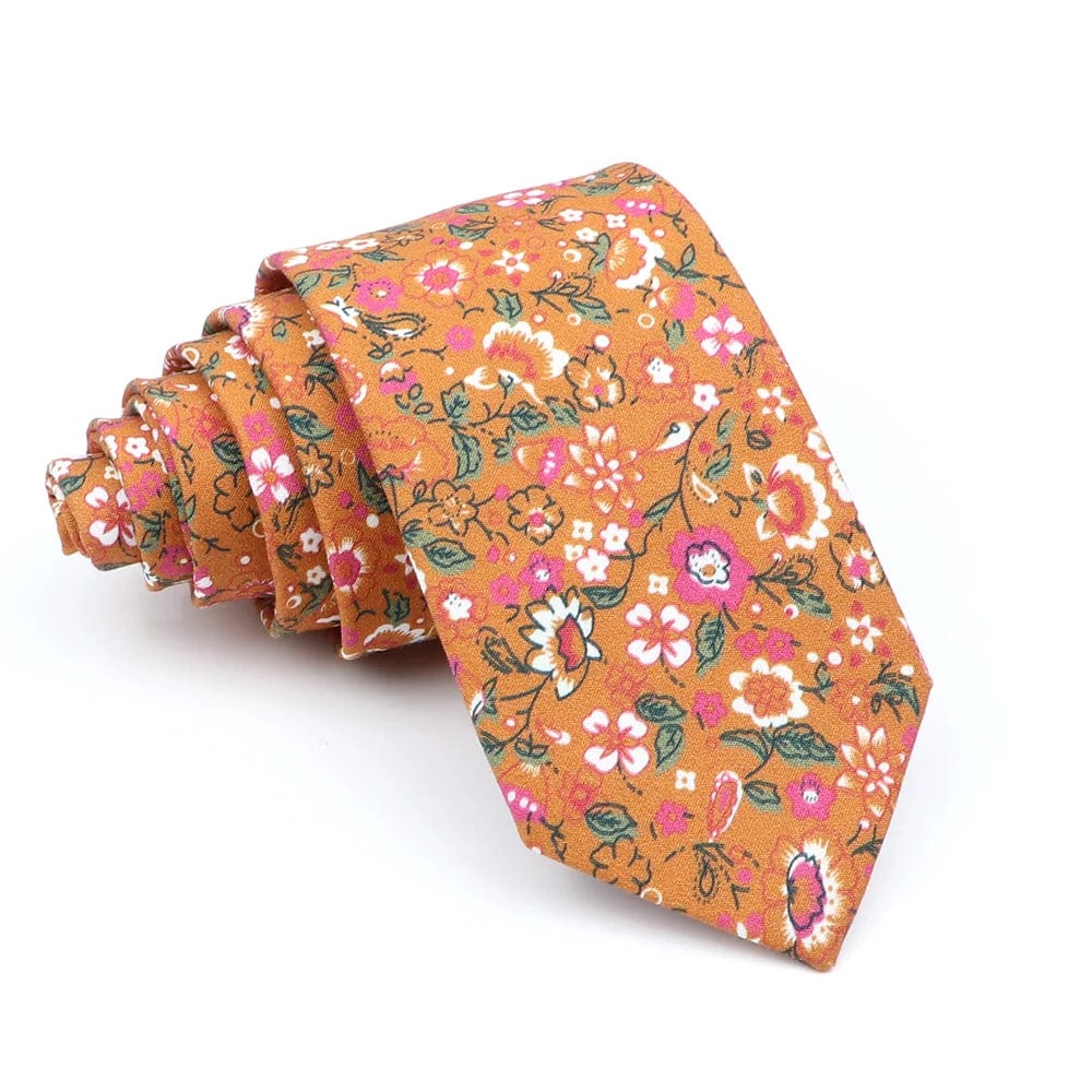 ZONFAZ Cotton Floral Ties For Men Women Skinny Flower Necktie