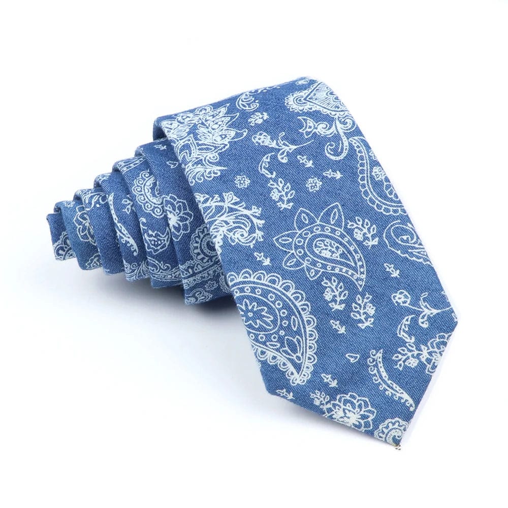 ZONFAZ Cotton Floral Ties For Men Women Skinny Flower Necktie