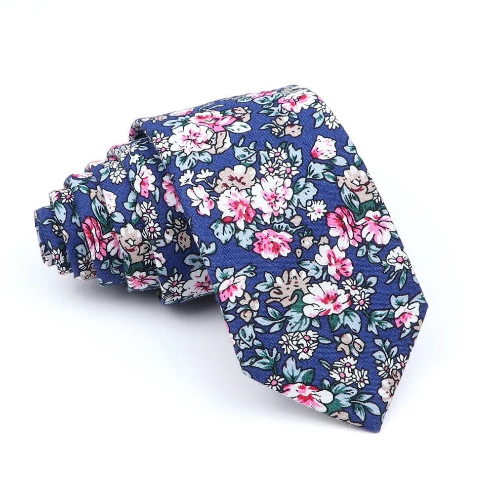 ZONFAZ Cotton Floral Ties For Men Women Skinny Flower Necktie