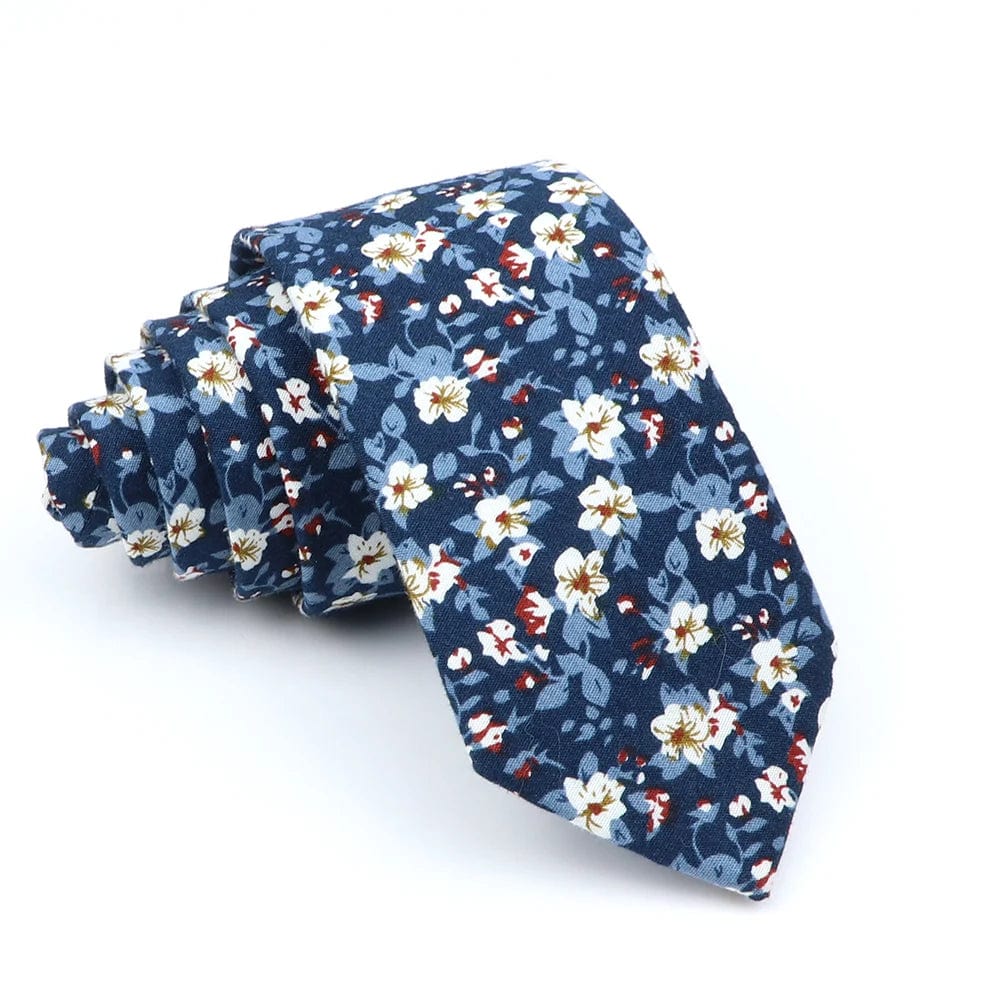 ZONFAZ Cotton Floral Ties For Men Women Skinny Flower Necktie