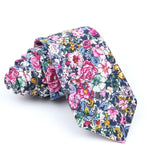 ZONFAZ Cotton Floral Ties For Men Women Skinny Flower Necktie