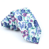 ZONFAZ Cotton Floral Ties For Men Women Skinny Flower Necktie