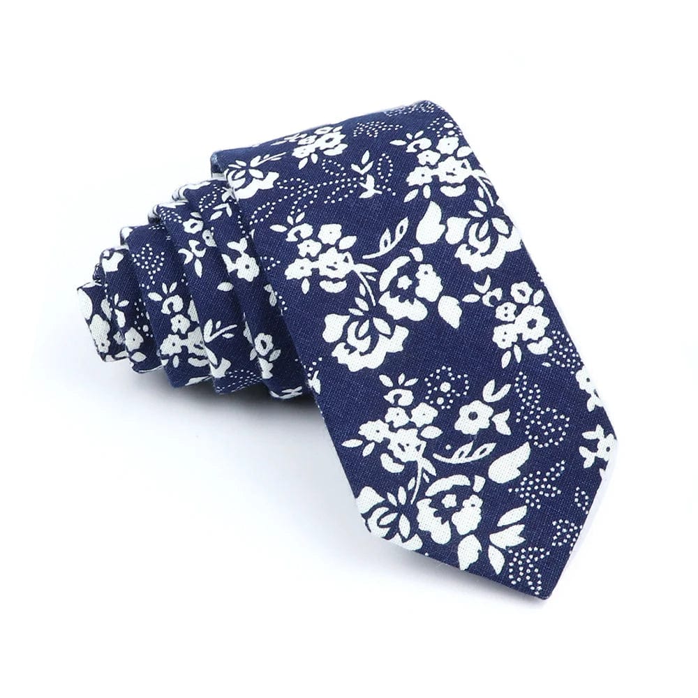 ZONFAZ Cotton Floral Ties For Men Women Skinny Flower Necktie