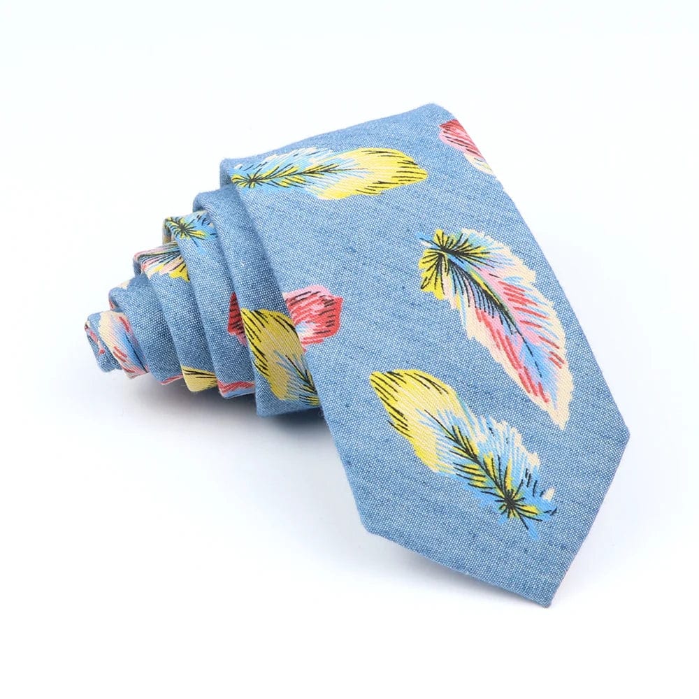 ZONFAZ Cotton Floral Ties For Men Women Skinny Flower Necktie