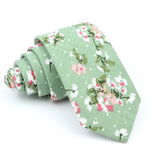 ZONFAZ Cotton Floral Ties For Men Women Skinny Flower Necktie