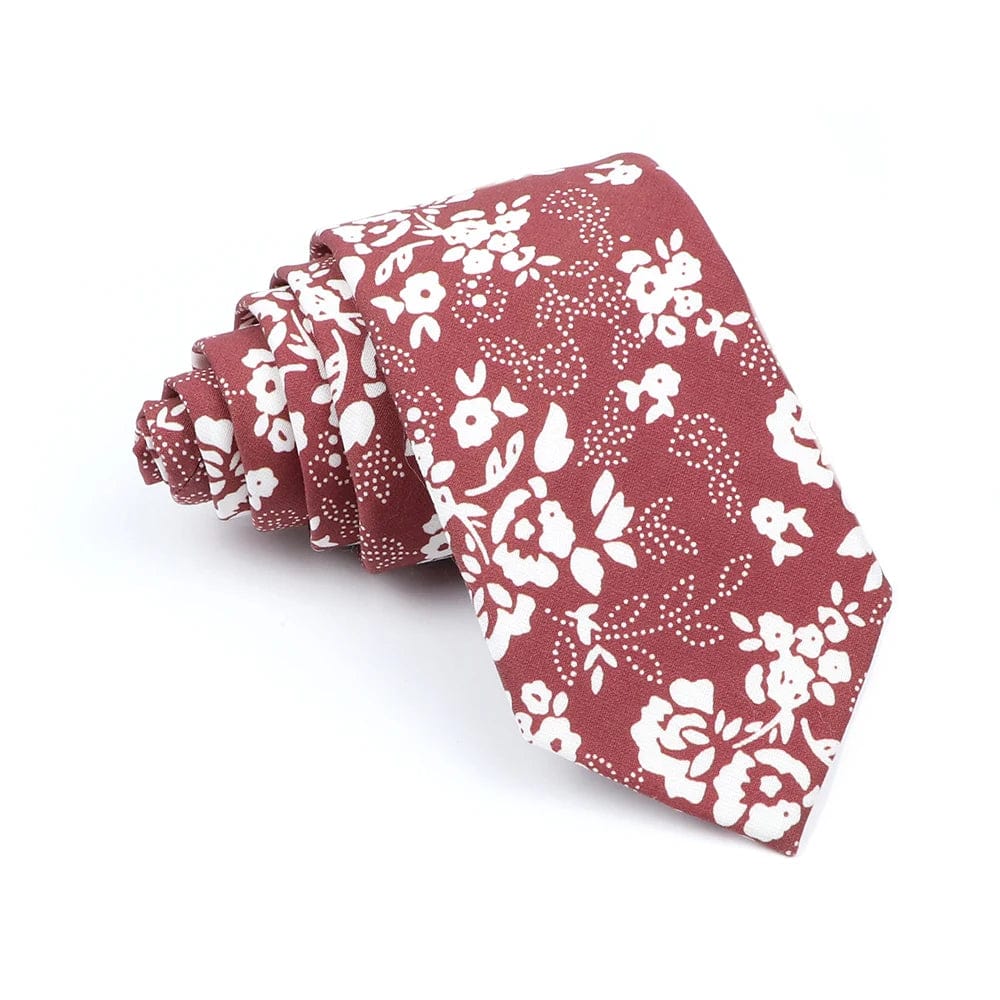 ZONFAZ Cotton Floral Ties For Men Women Skinny Flower Necktie