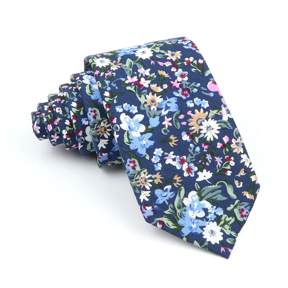 ZONFAZ Cotton Floral Ties For Men Women Skinny Flower Necktie