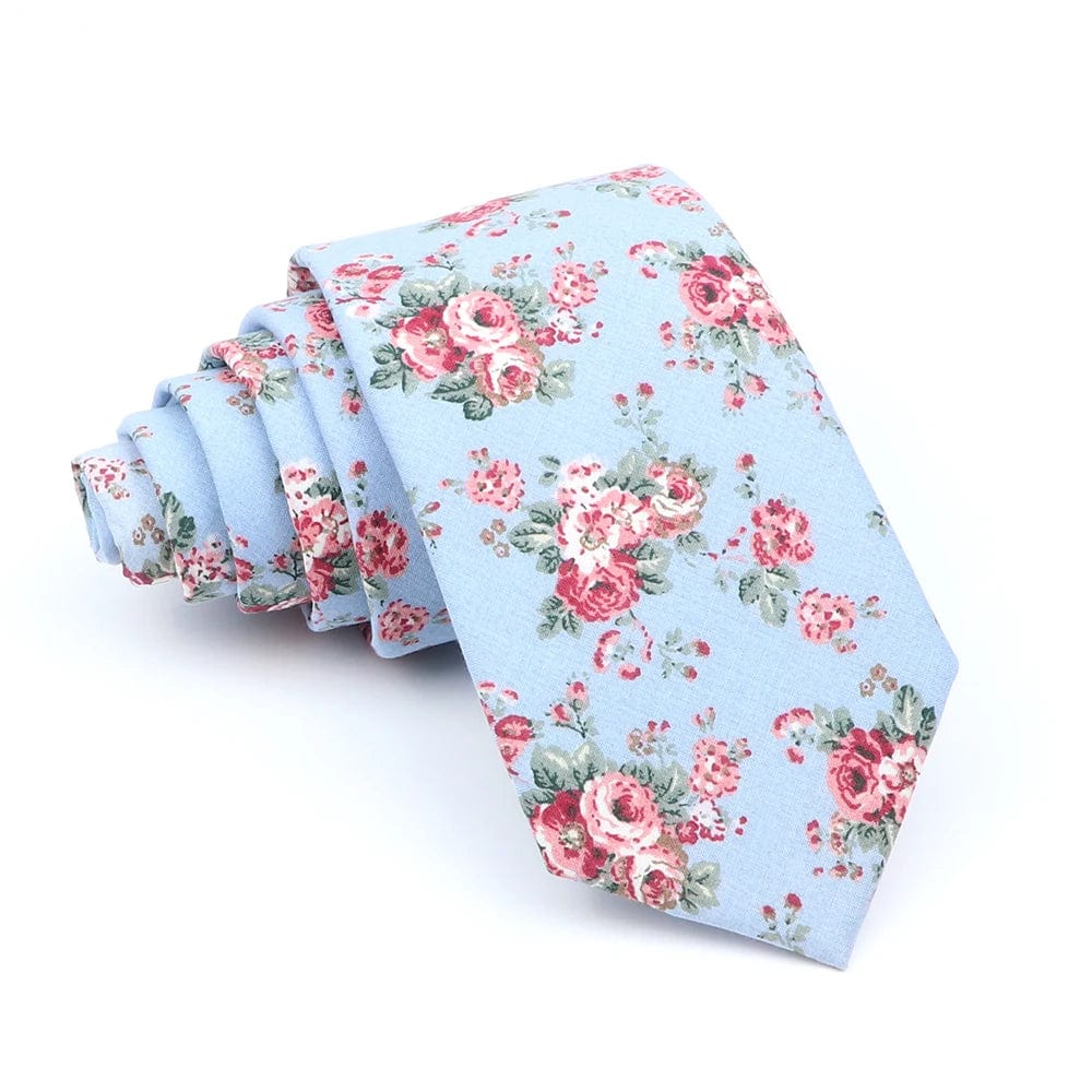 ZONFAZ Cotton Floral Ties For Men Women Skinny Flower Necktie