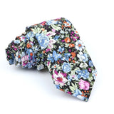 ZONFAZ Cotton Floral Ties For Men Women Skinny Flower Necktie