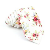 ZONFAZ Cotton Floral Ties For Men Women Skinny Flower Necktie