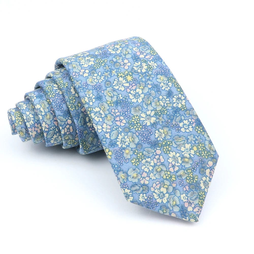 ZONFAZ Cotton Floral Ties For Men Women Skinny Flower Necktie