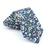 ZONFAZ Cotton Floral Ties For Men Women Skinny Flower Necktie